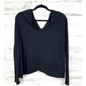 Revolve Chaser Womens M Black Long Sleeve V Neck Cross Front Work Blouse Top NWT